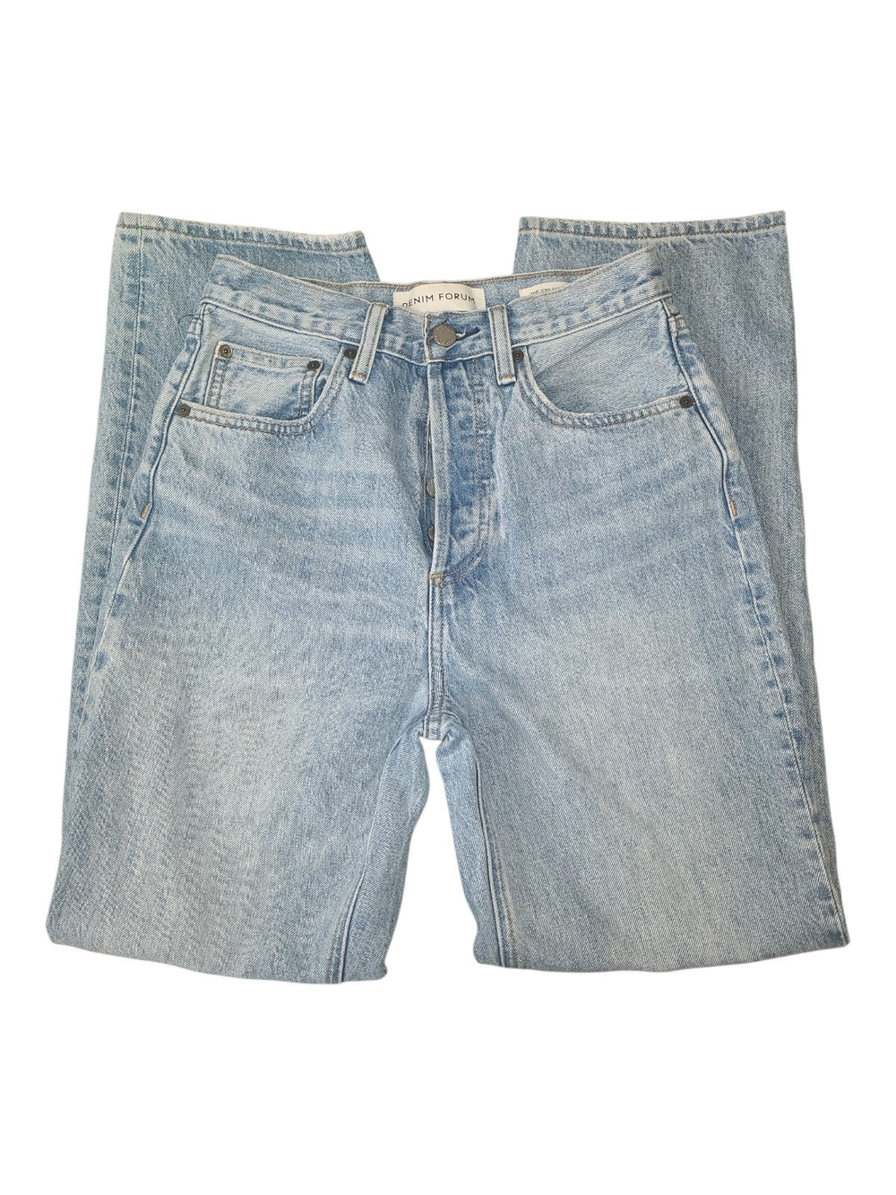 Denim Forum The High Rise Loose Light Blue Straight Leg Jeans 29 Length